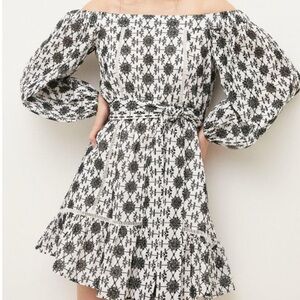 Karen Millen Black and White Patterned Long Sleeve Dress